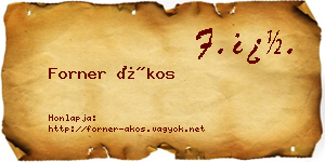 Forner Ákos névjegykártya